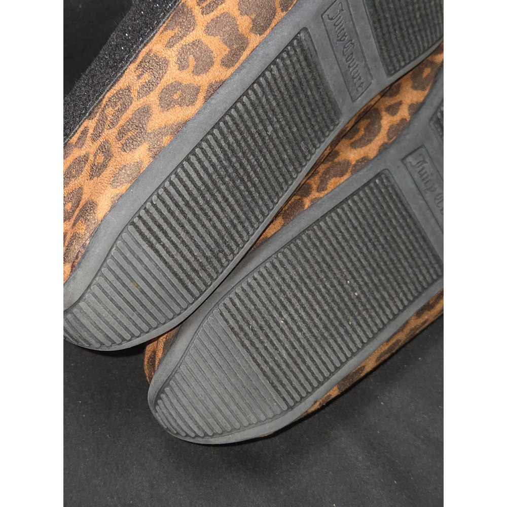 Juicy Couture Leopard Print Slippers Faux Fur Lined Rhinestone‎ Logo Women 10M - Picture 9 of 10